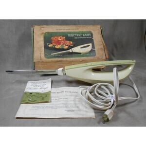 Vintage Hamilton Beach Electric Knife Model 296 Works Avocado Box & Manual